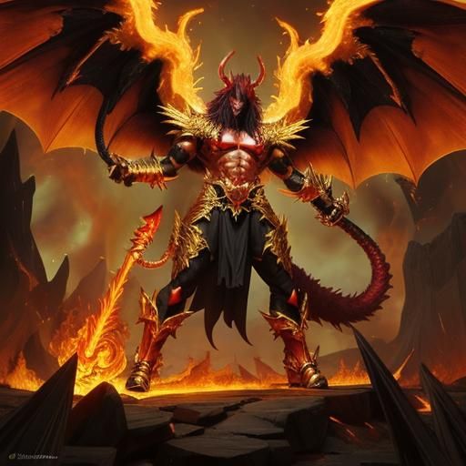 Golden Volcanic Fiend with Flaming Wings