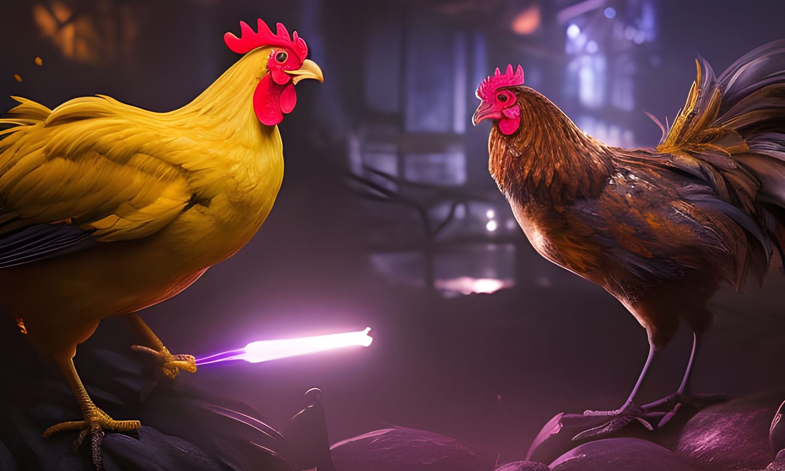 Detailed Chicken in Dark Fantasy Concept Art