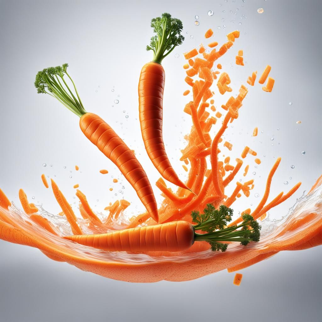 Sliced Carrot Floating in Vacuum: Product Photography