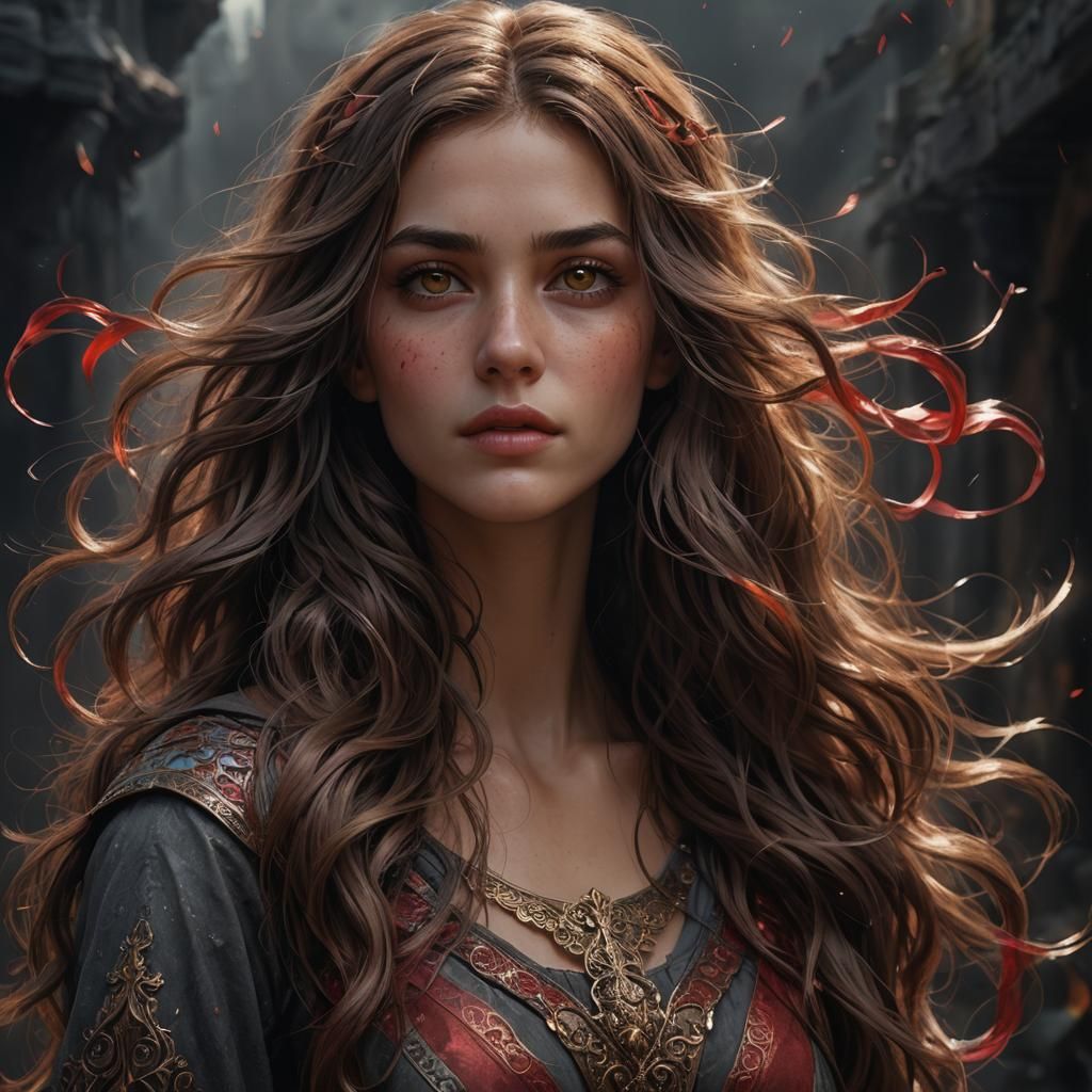 Young Woman Portrait in Detailed Fantasy Style