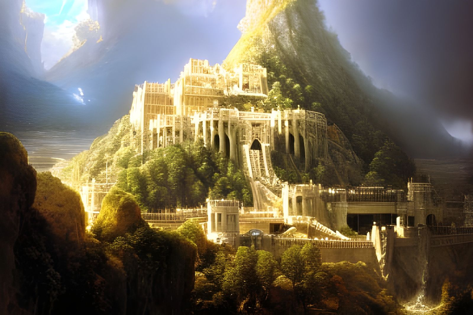 Minas Tirith: Intricate City in Oil Painting Style