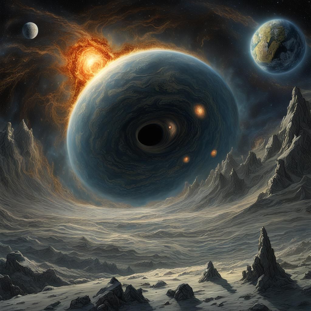 Frozen and Molten Planet Orbit View