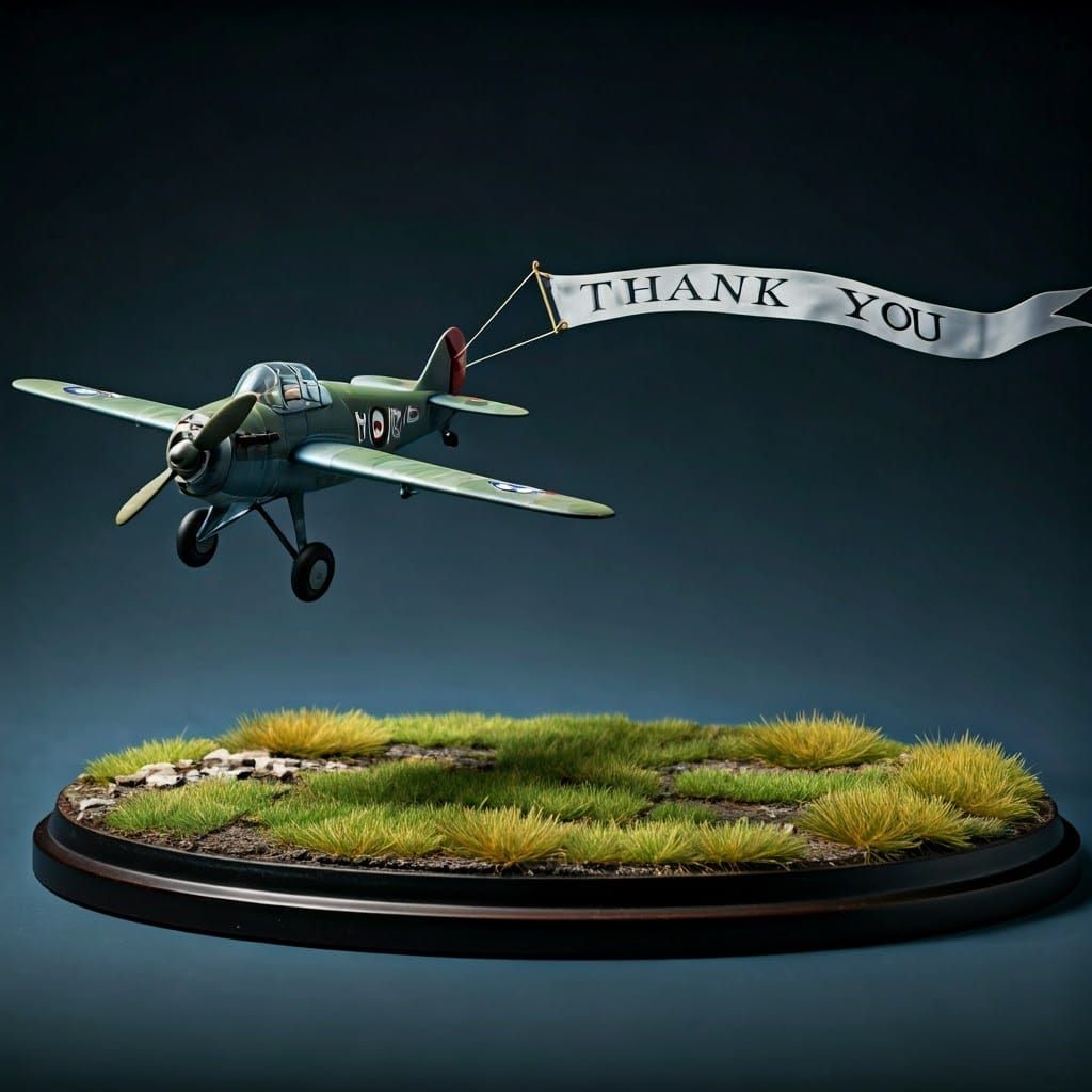 Expressive Diorama of Airplane Thank You Banner