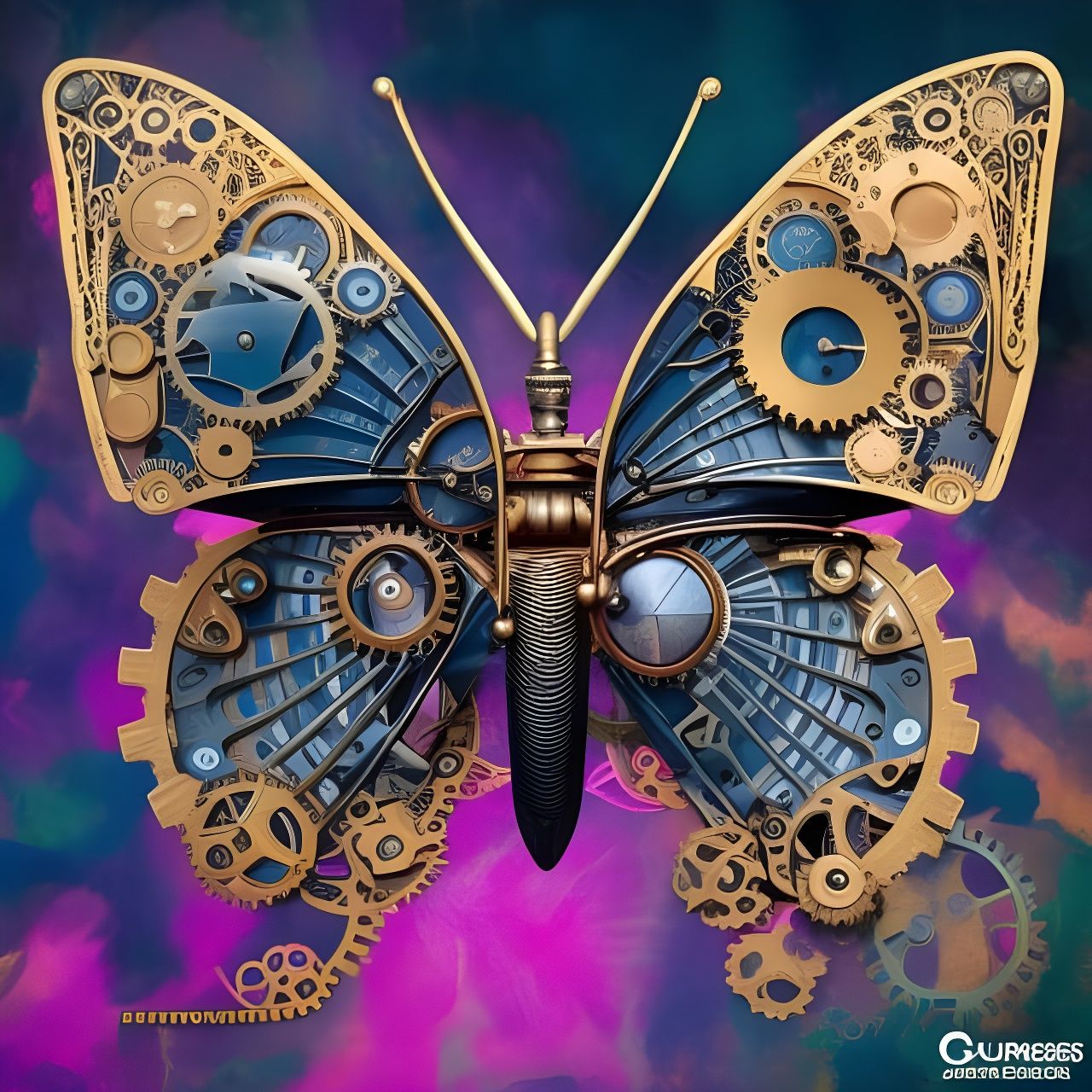 Detailed Steampunk Butterfly with Intricate Gear Wings