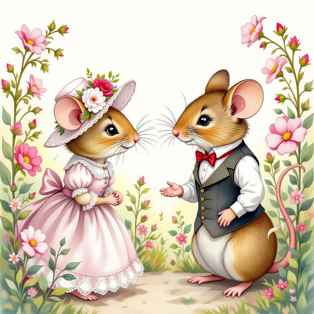 Miss Mouse meets Mr. Mouse.