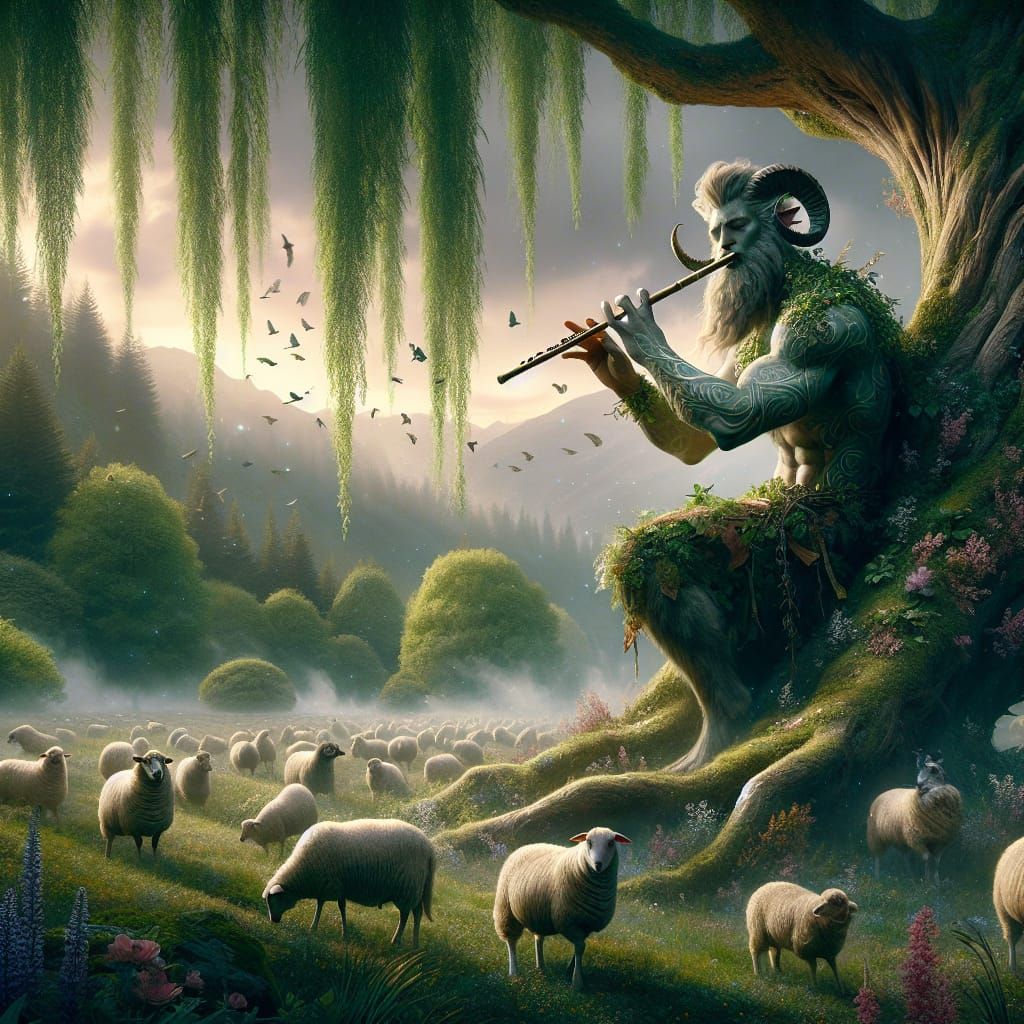 Faun by the willow tree