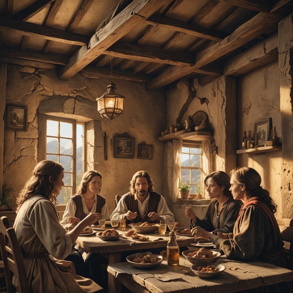 Renaissance Family Dinner in Hyperreal 3D