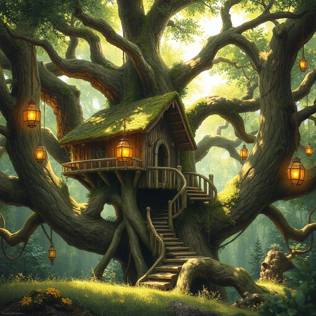 Whimsical Treehouse in Enchanted Forest