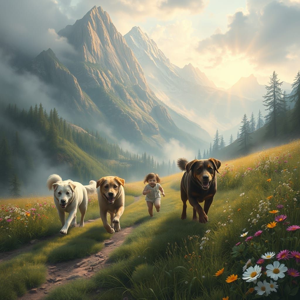 Dogs and Toddler Run Free in Enchanted Valley