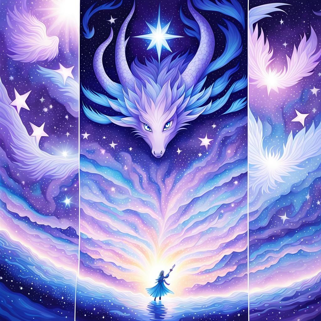 Blue Dragon with Sword in Anime Manga Style