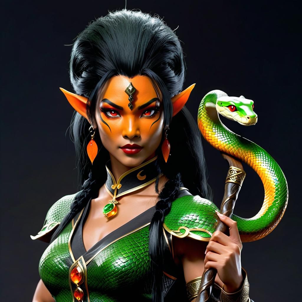 Serpentine Chimera Character in D&D Setting