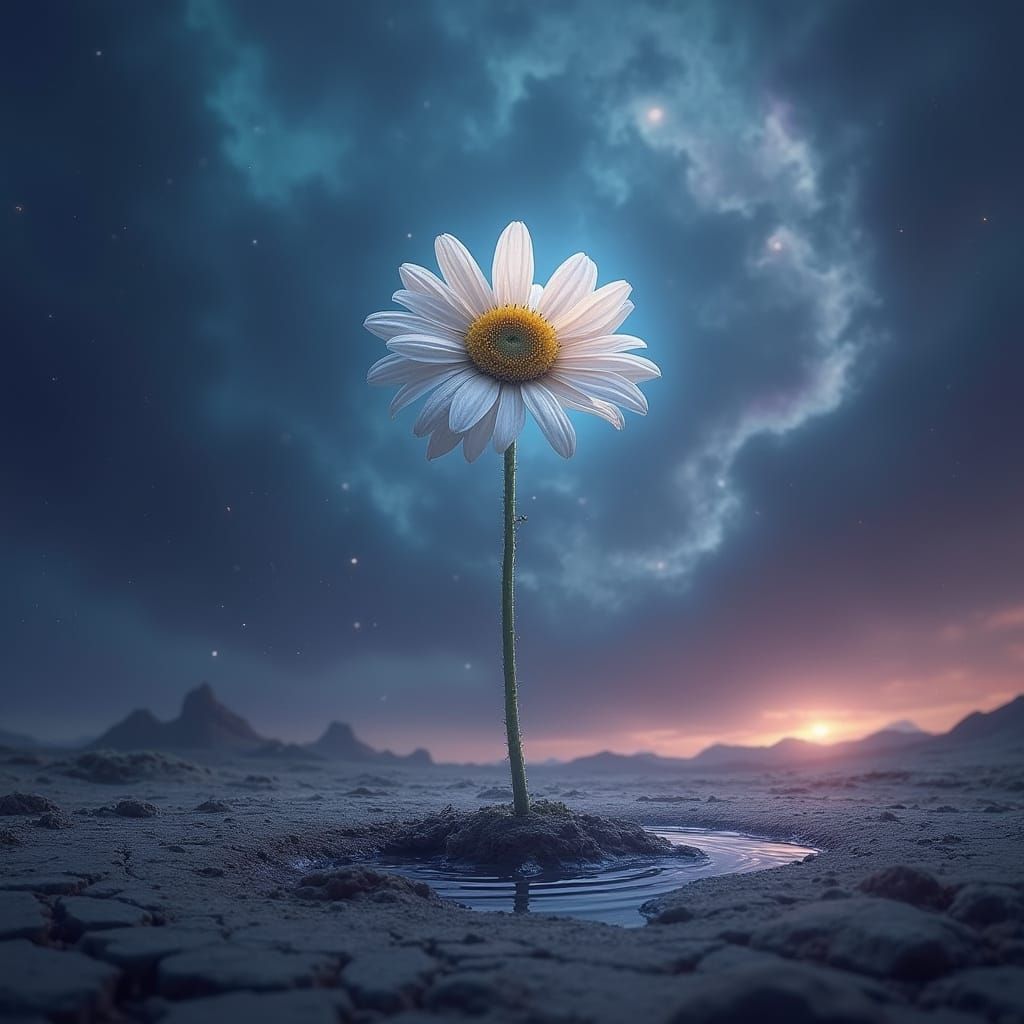 Wilting Daisy in Cosmic Landscape