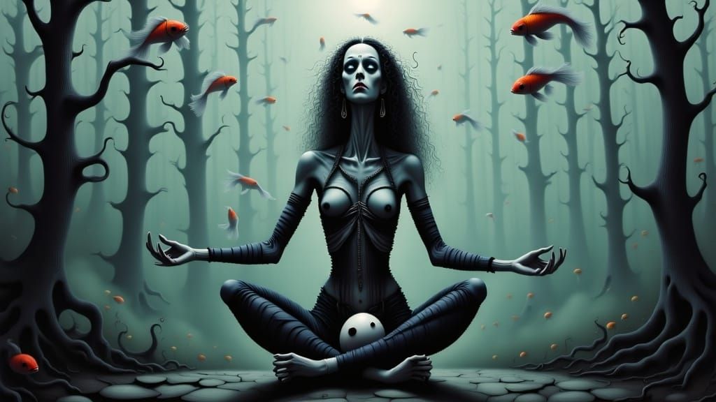 Deadwoods, Zen Yoga Pose, Chakras, Fog