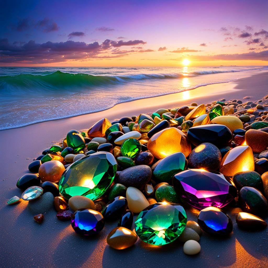 Gems Washed Ashore: Faceted Jewels at Dusk