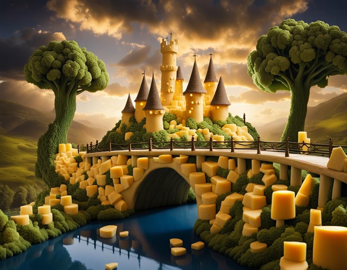 Cheese Fairytale Castle in Dreamy Landscape