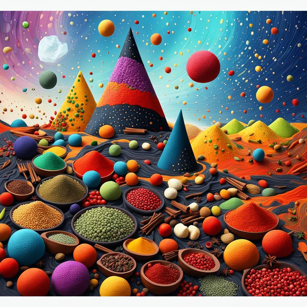 Vibrant Spices in Abstract 3D Digital Art