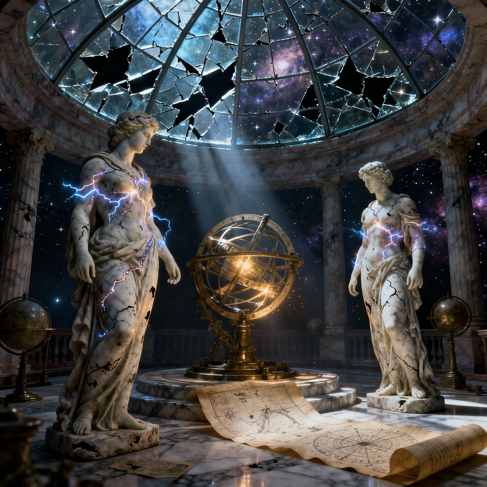 Elegant Marble Sculptures Infused with Arcane Energy in Cosm...