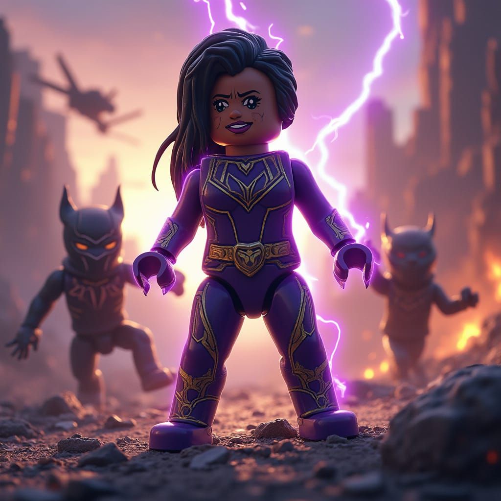 LEGO Marvel Super Heroes Box Art in Cyberpunk Futurism Style