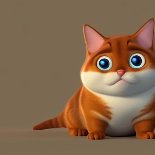 Really Fat Cat in 3D Digital Art Style