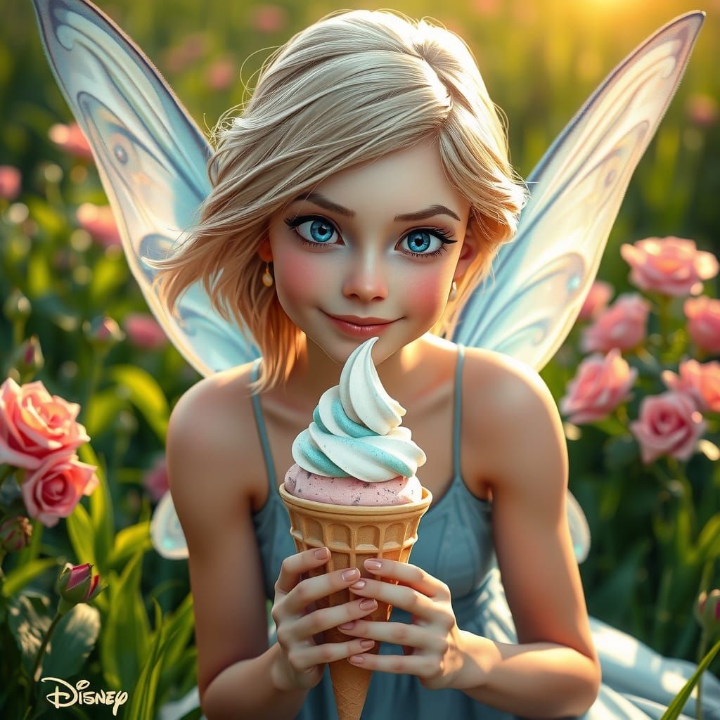 The Blue Fairy with Ice Cream, Hyperdetailed Portrait