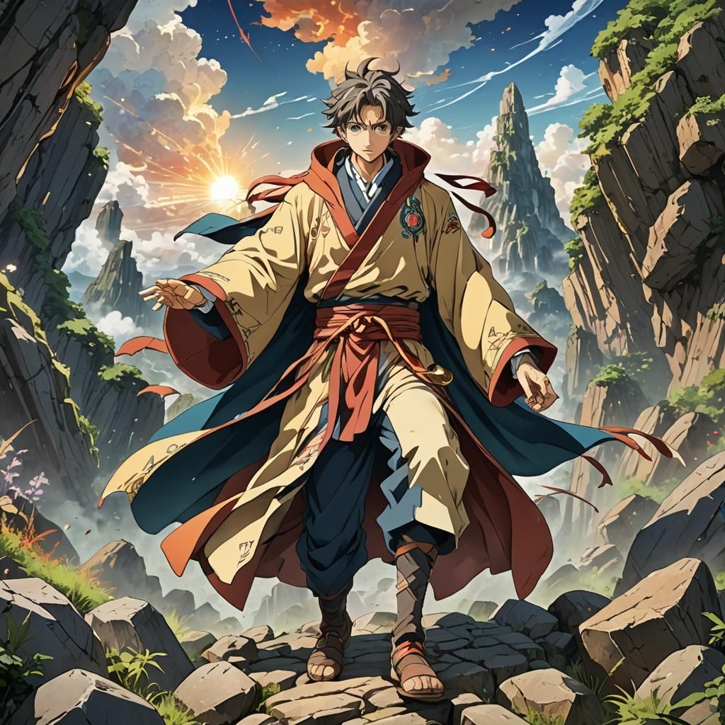 Anime Key Visual: Powerful Earth Master in Japanese Style
