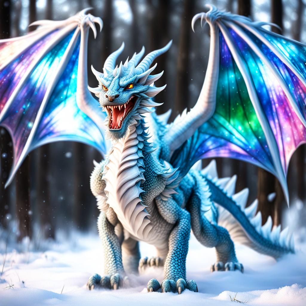 Holographic Prismatic Cosmos Dragon in Surrealist Art