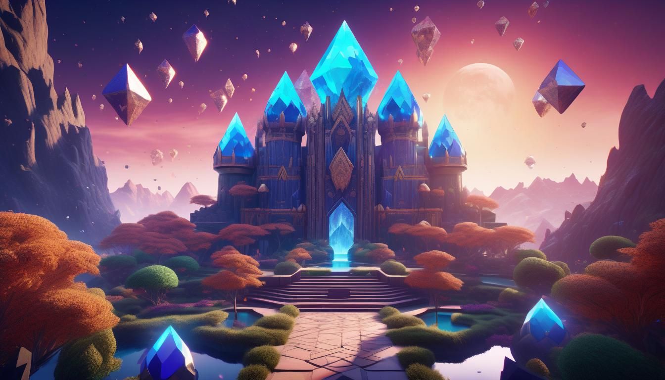 Crystal Kingdom with Fluffy Cats: Fantasy Art