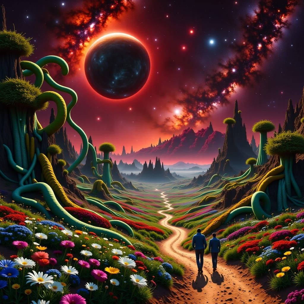 Eerie Alien Landscape in Sci-Fi Horror Style