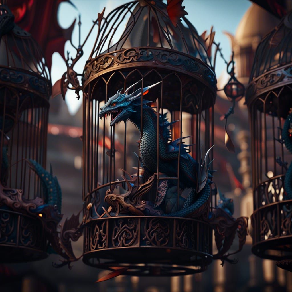 Small Dragons in Birdcage at Medieval Market