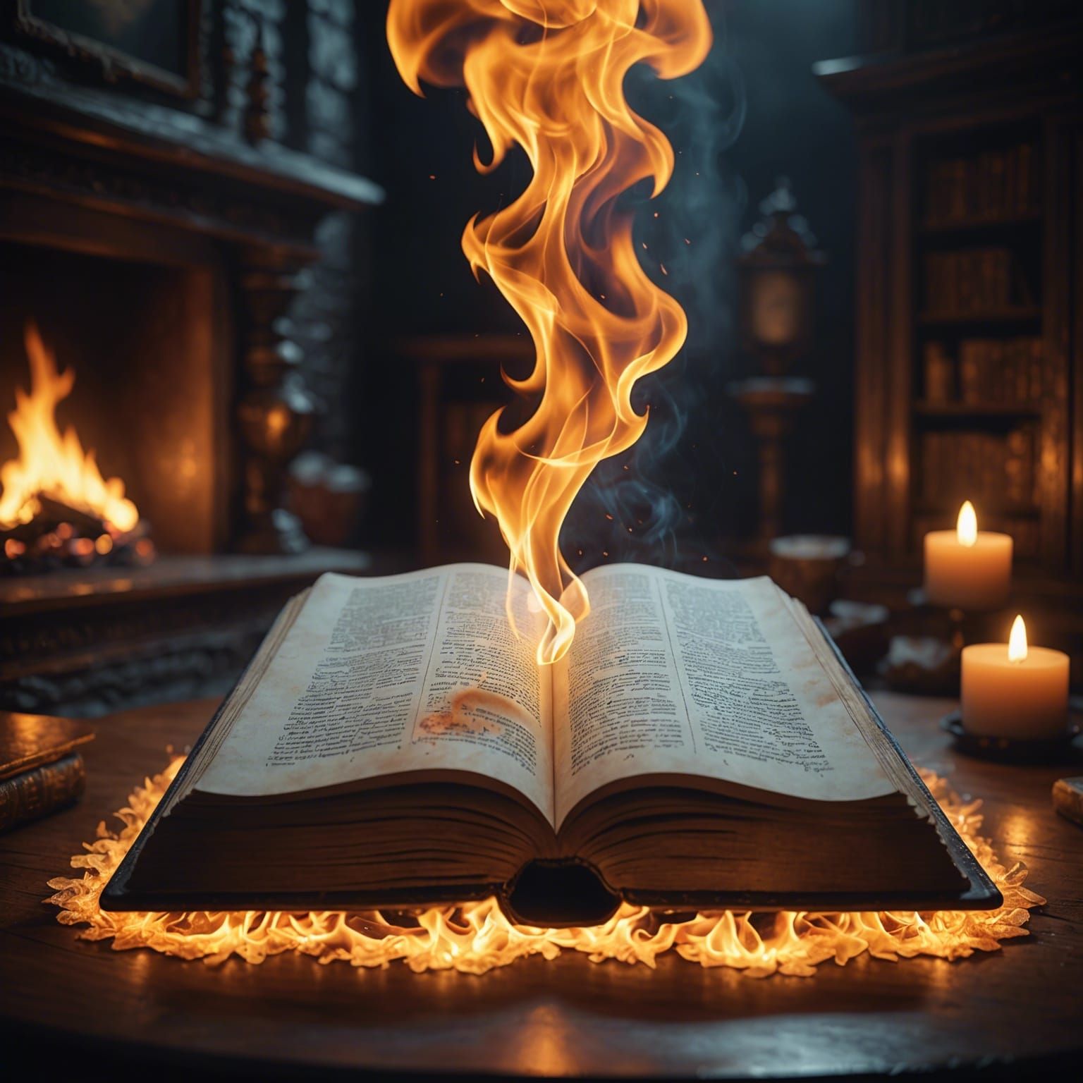 Mystical Room with Floating Spell Book