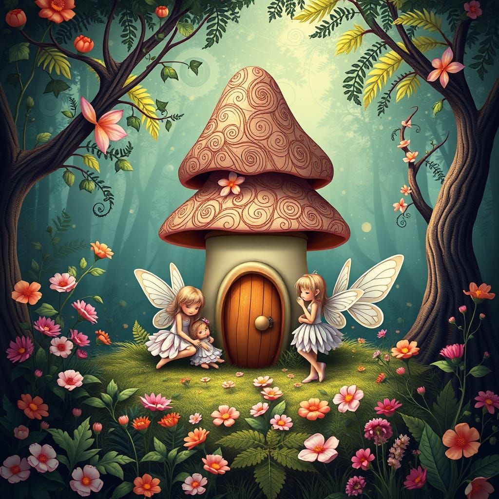 Whimsical Fairy Family in Enchanted Forest