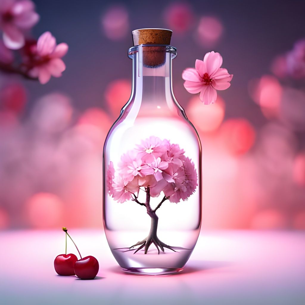 Cherry Blossom Tree Inside Glass Bottle