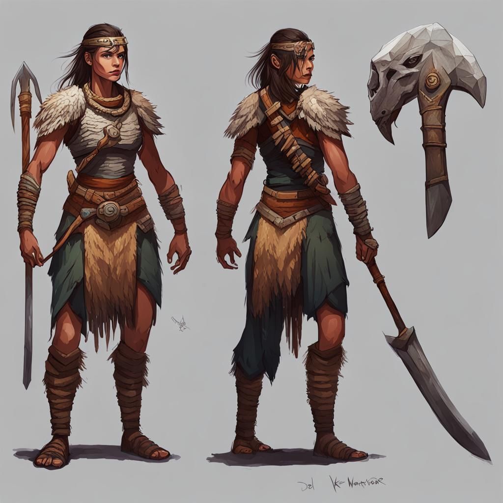 Concept of a prehistoric female warrior