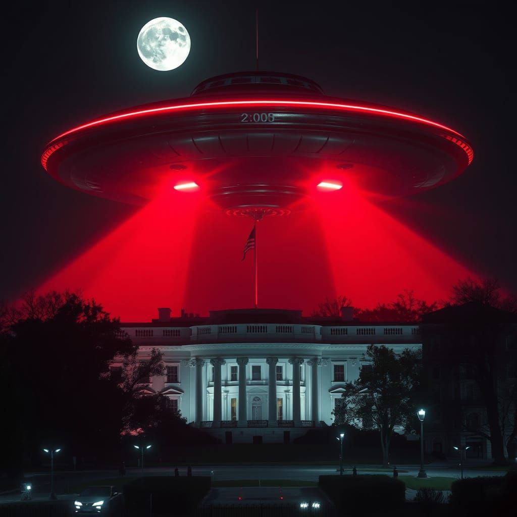 Gigantic UFO Descends Upon Washington D.C. in Cyberpunk Styl...