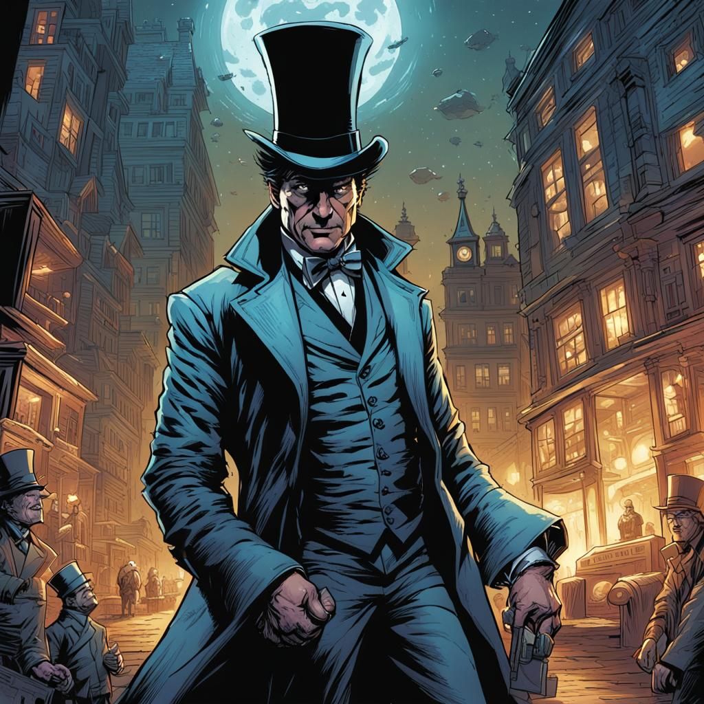 Man with Huge Top Hat in Comic Book Style