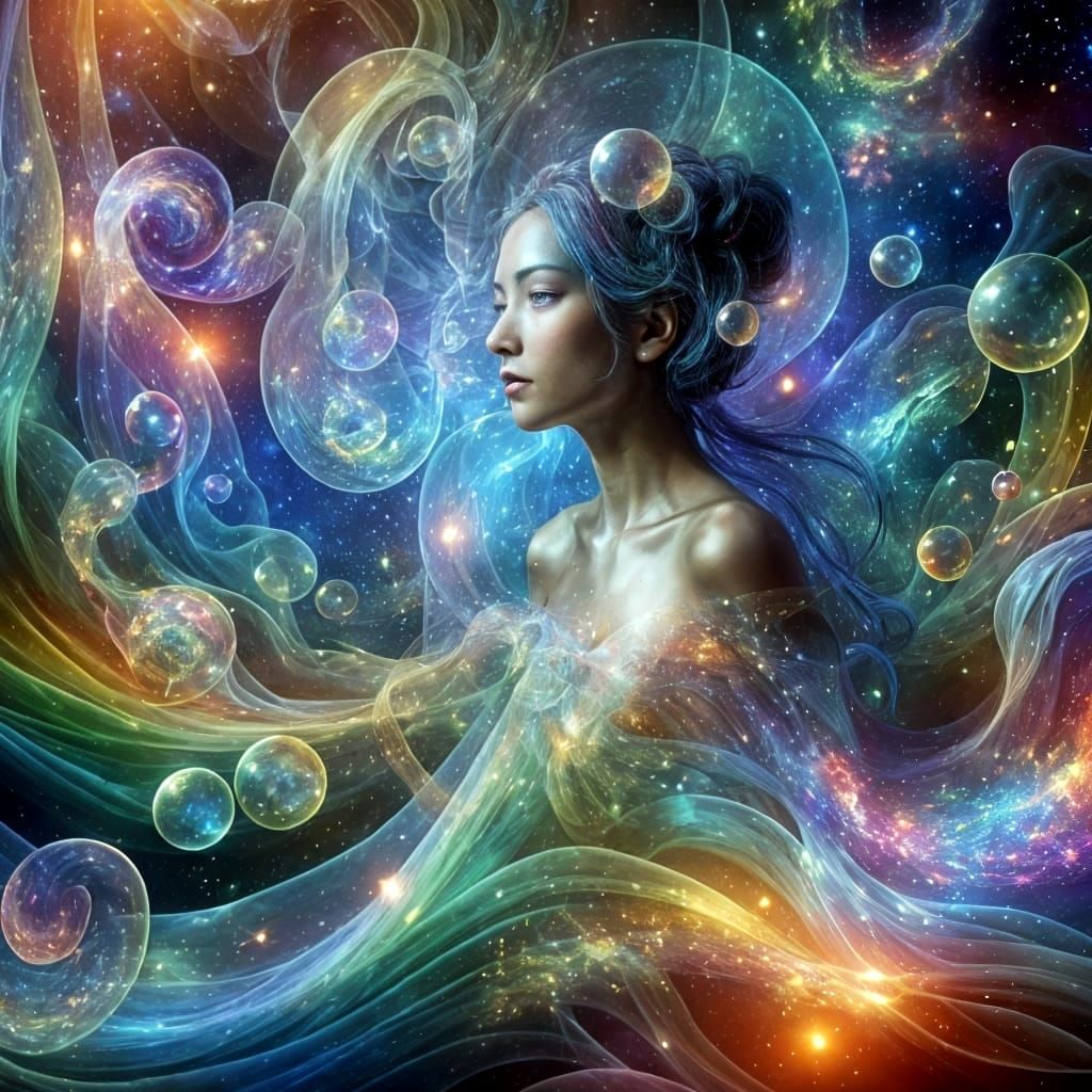 Enchanted Cosmic Beauty in Pearlescent Skin