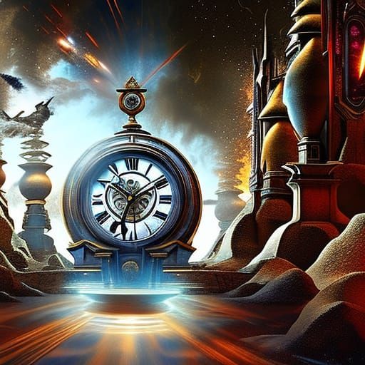 Melting Clock Time Machine: Epic Digital Art