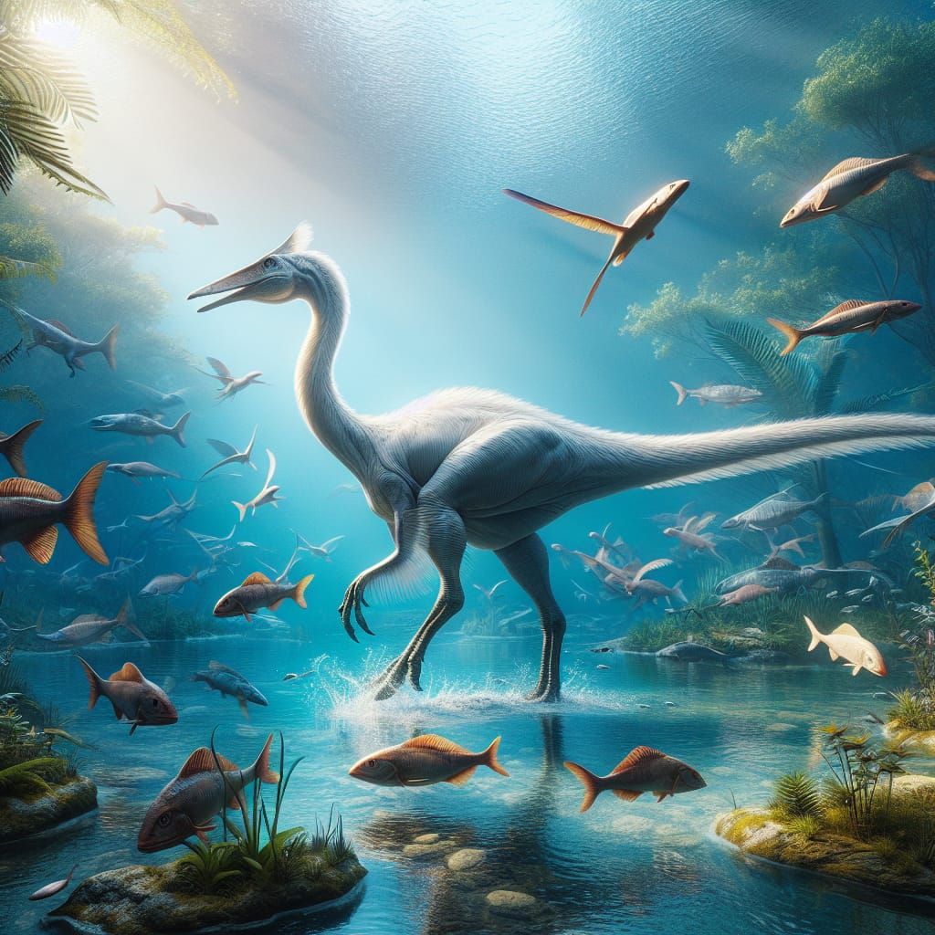 Graceful Spinosaurus in Cretaceous Waterway