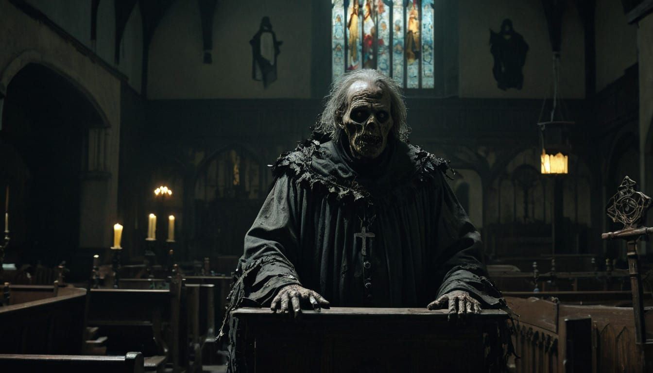 Undead Pastor in Dark Church
