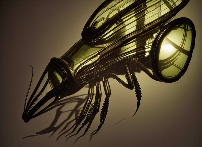 Hyperrealistic Alien Insectoids in Glass-Like Detail