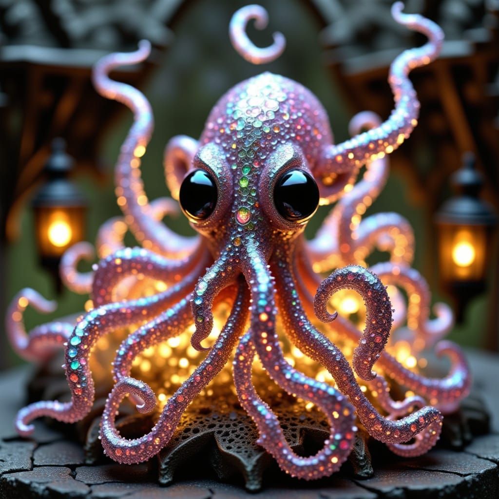 Dreamlike Gargoyle Octopus in Crystal Form