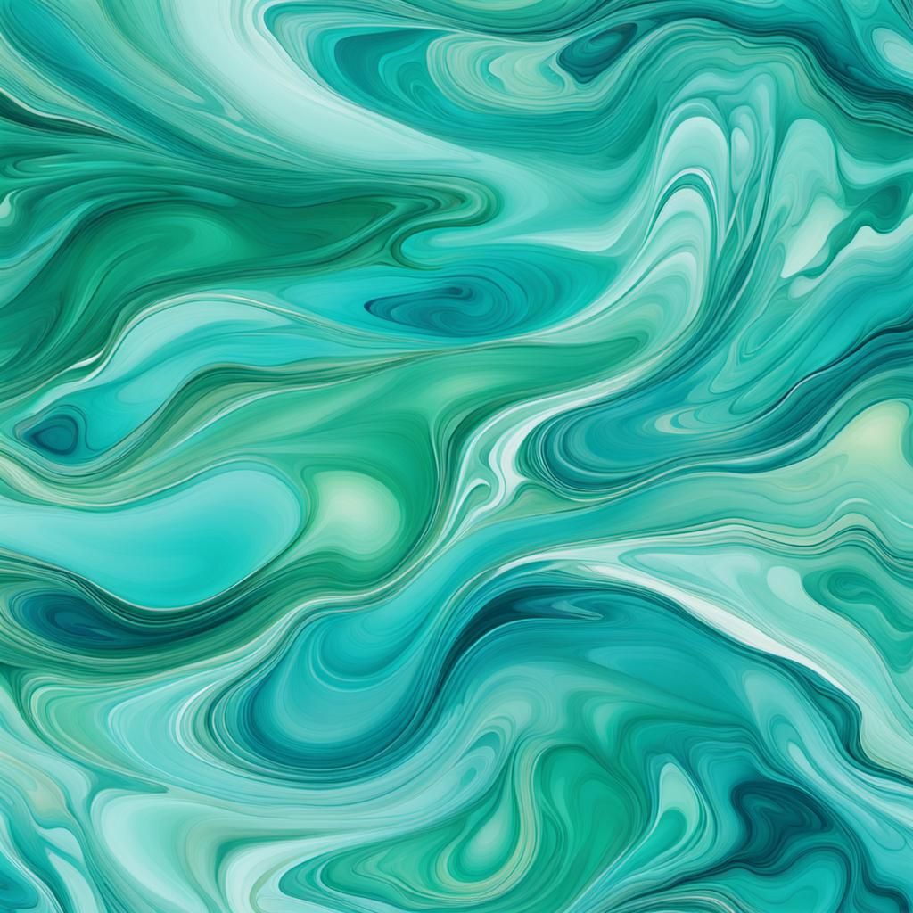 Luxury Abstract Art in Green-Blue Astral Style