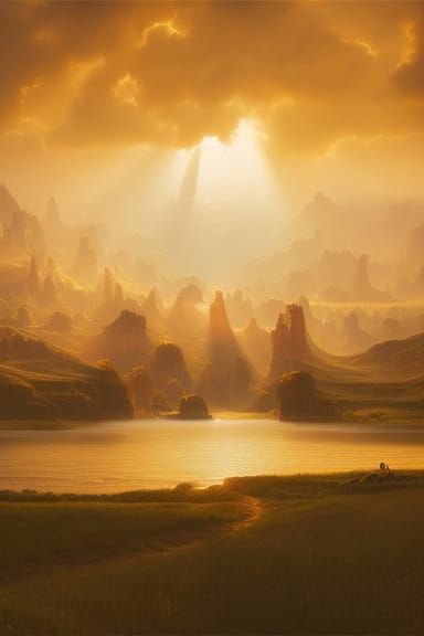 Hyperdetailed Sunset Over the Bay Oil Painting