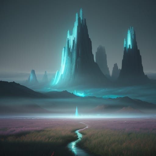 Ethereal Marrow Landscape in Iridescent Hues