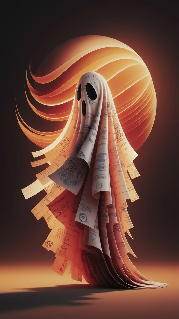 Spectral Mail Art Ghost in Golden Light