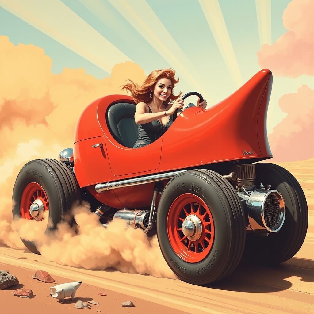 Penelope Pitstop Drives a Shoe Car, Syd Mead Style