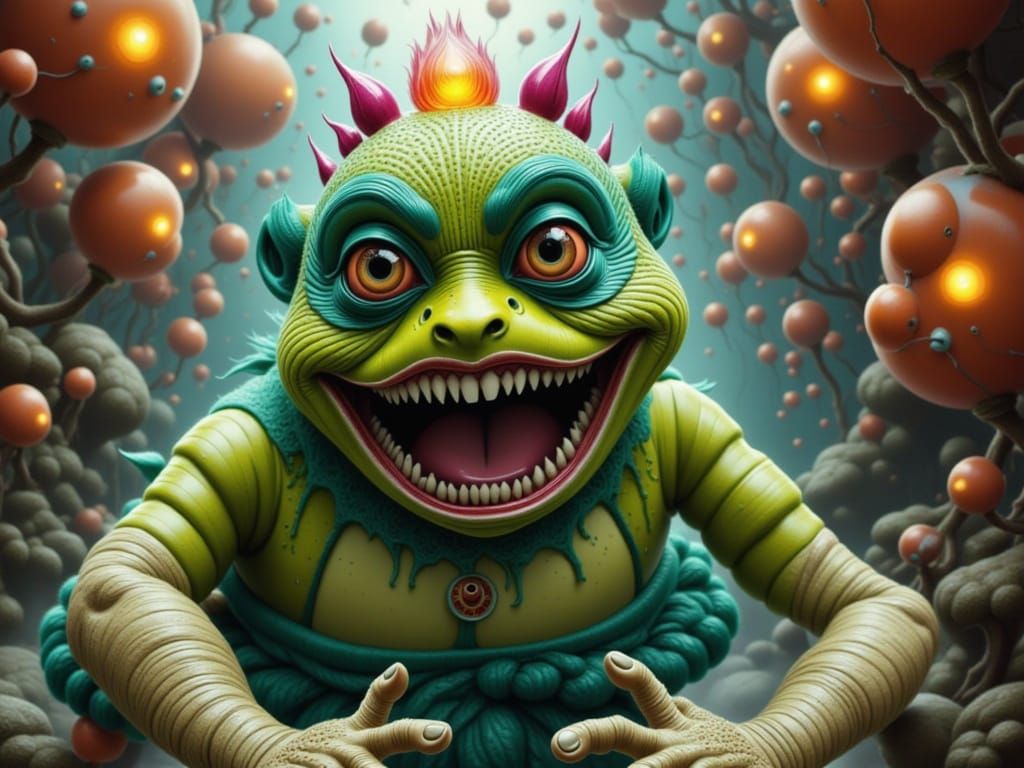 Gabba the Frogman Gone Wild in Cute Pop Surreal Style