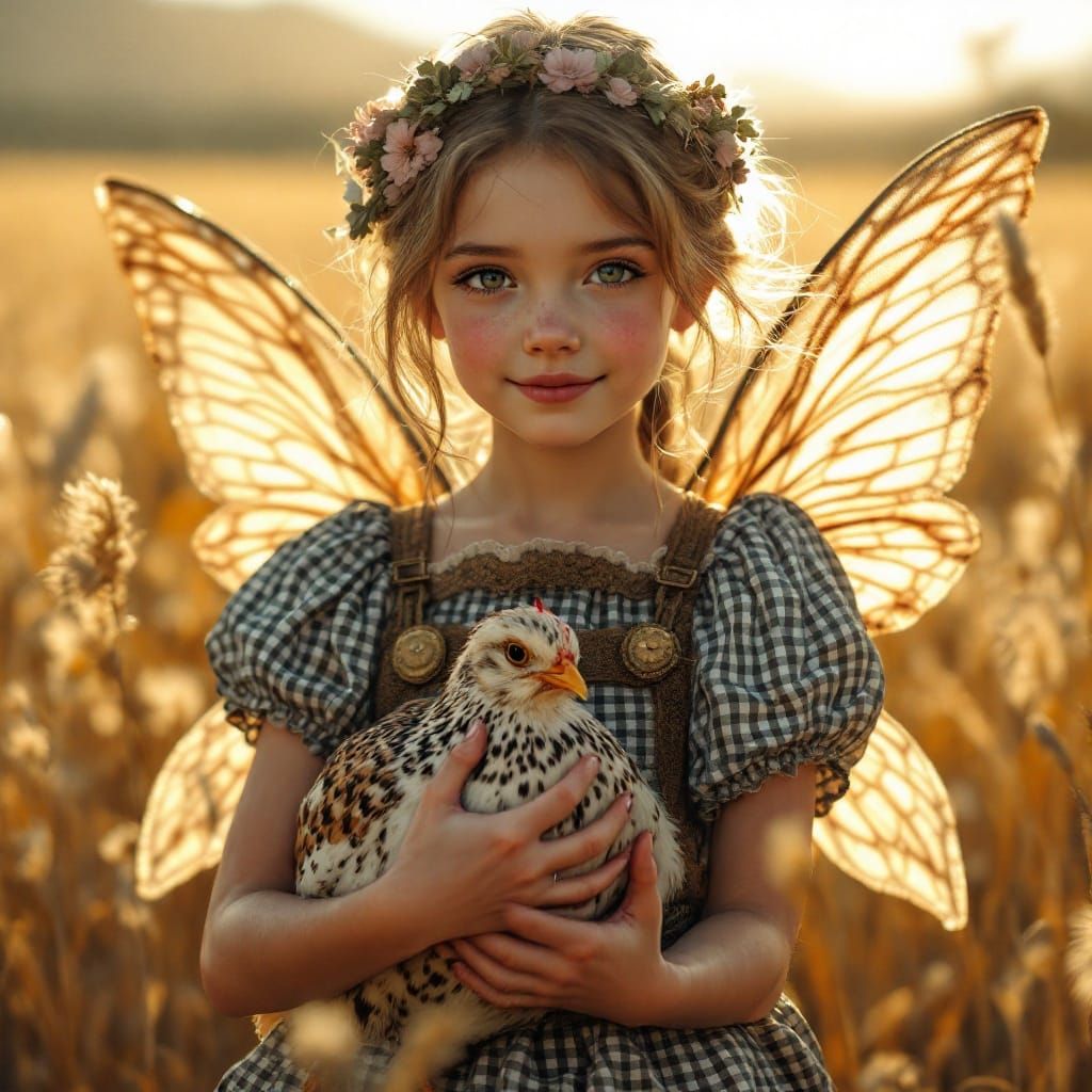 Surreal Prairie Goddess in Gingham