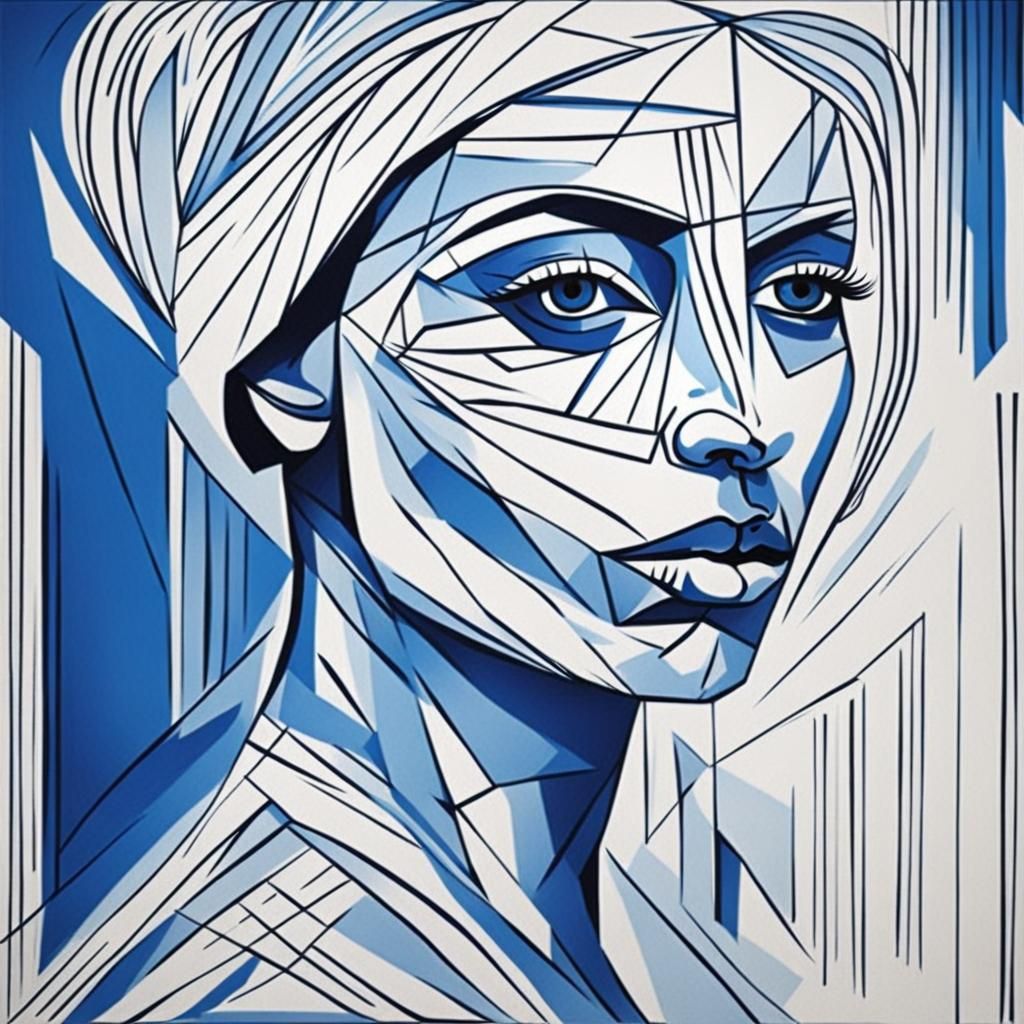 Minimalist Woman Portrait in Cubist Style