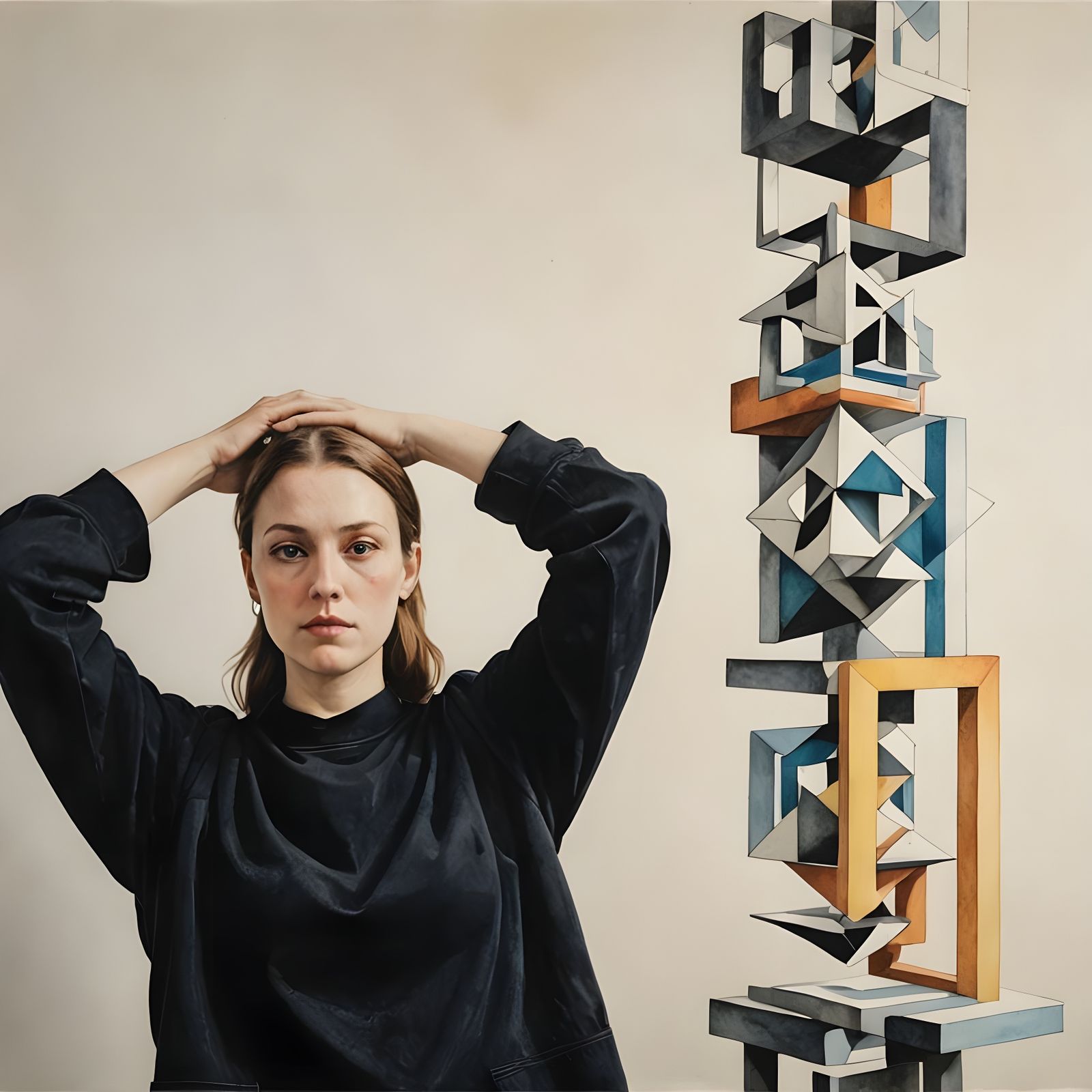 Geometric Abstract in Watercolor Style